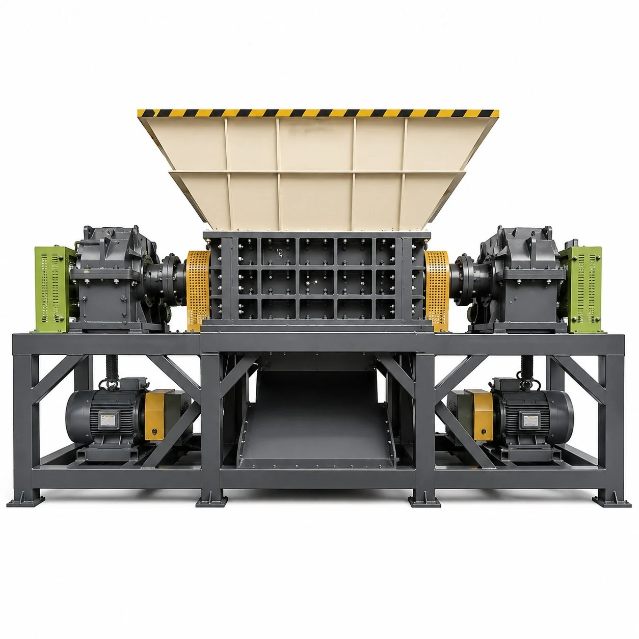 Heavy-duty double-shaft shredder front product view