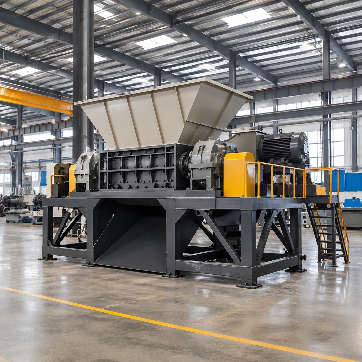FYXFER heavy-duty dual-shaft industrial shredder in the factory