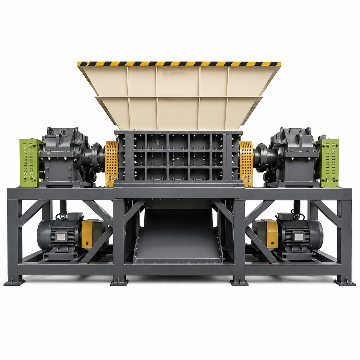 Heavy-duty double-shaft shredder front product view