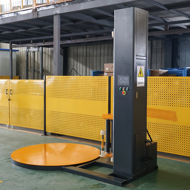 Pallet wrapping machine for industrial load protection